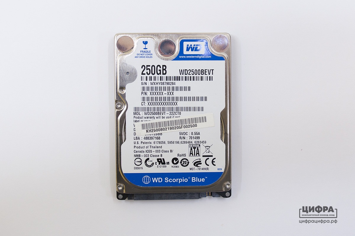 Купить жесткий диск для ноутбука 2.5 SATA 250 GB Western Digital WD2500BEVT  с гарантией и доставкой по России в интернет-магазине Цифра-Цифра.рф